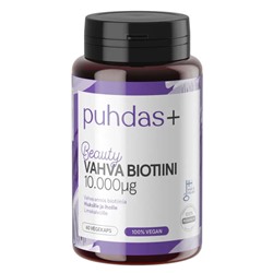 Биотин в усиленный, "Puhdas+ Vahva Biotiini 10000 mcg" 60 кап