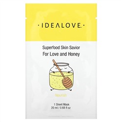 Idealove, Superfood Skin Savior, от любви и меда, 1 тканевая маска, 20 мл (0,68 жидк. Унции)