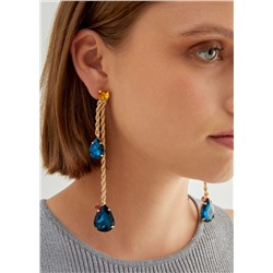 EARRINGS W/ GOLD PENDANT AND BLUE STONE
