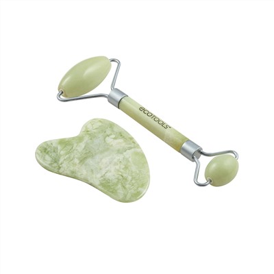 Нефритовый мини-роллер для лица и скребок гуаша EcoTools Jade Roller + Guasua Stone Duo