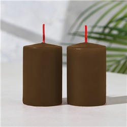 Набор свечей-столбиков 2 шт, 4х6 см, шоколадный трюфель