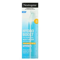 Neutrogena, Hydro Boost, увлажняющий крем с гиалуроновой кислотой, SPF 50, без отдушек, 50 мл (1,7 жидк. Унции)