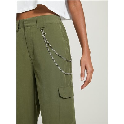 Pantaloni in misto lino con catena
