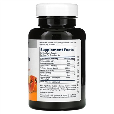 American Health, Super Papaya Enzyme Plus, жевательные таблетки с ферментами, папайя, 180 шт.