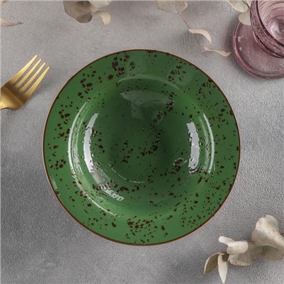 Тарелка керамическая для пасты «Созвездие», 320 мл, d=19 см, цвет зелёный