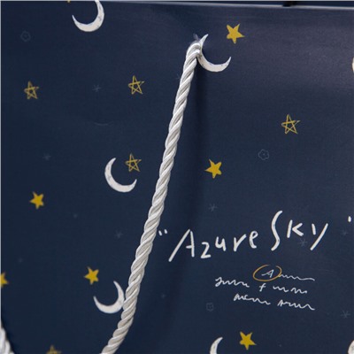 Пакет подарочный (M) "Azure sky starry", dark blue (35*33*15)