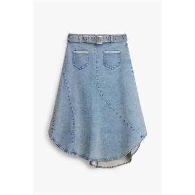 Asymmetric denim skirt