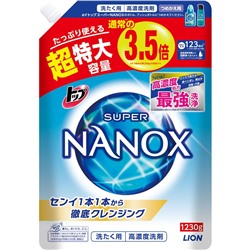 LION Жидкое средство для стирки TOP SUPER NANOX аромат морской свежести, сменная упаковка 1230гр.