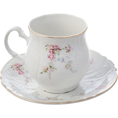 Чашка для чая 310 млс блюдцем 160 мм Bernadotte, декор «Дикая роза, отводка золото»