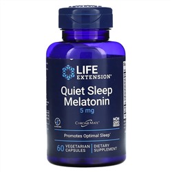 Life Extension, Quiet Sleep, мелатонин, 5 мг, 60 растительных капсул