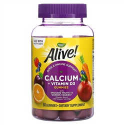 Натурес Вэй, Alive!, кальций и витамин D3, 60 жевательных конфет