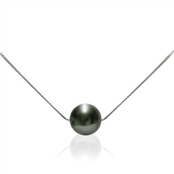 Collar - oro blanco 9 kt - perla de agua dulce - Ø de la perla: 7 - 7.5 mm