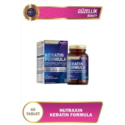 Nutraxin Keratin Formula 60 Tbl - Saç Bakım Vitamini Kolajen Keratin Biotin Çinko L-Arginin L-Sistein