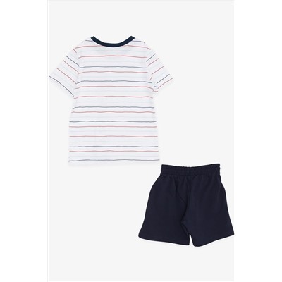 Комплект шорт Breeze Boy в полоску с текстовым принтом, белый цвет (2–6 лет)