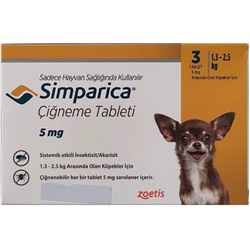 Zoetis Simparica 1.3-2.5Kg Köpekler için Çiğneme 3 Tablet