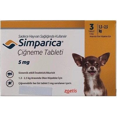 Zoetis Simparica 1.3-2.5Kg Köpekler için Çiğneme 3 Tablet