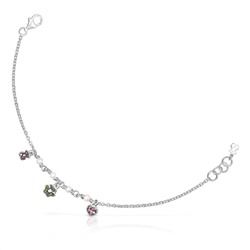 Pulsera Motif - plata 925 - zafiro rosa - perla cultivada - diópsido del cromo