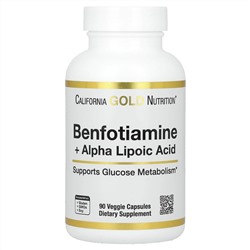 California Gold Nutrition, бенфотиамин с альфа-липоевой кислотой, 90 вегетарианских капсул