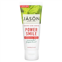 Jason Natural, Power Smile, отбеливающая паста, мощная перечная мята, 85 г (3 унции)