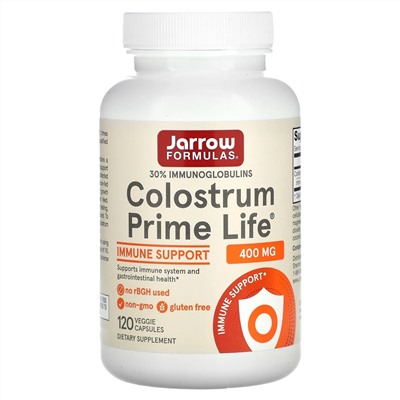 Jarrow Formulas, Colostrum Prime Life, молозиво, 400 мг, 120 растительных капсул