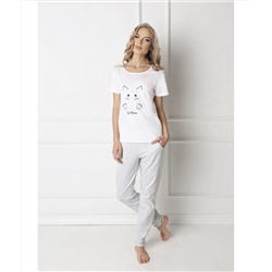 Женская хлопковая пижама с брюками Catwoman белый, Aruelle Польша