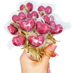 Шоколад белый с малиной на эритрите на палочке (сердце), 5г*10 шт в наборе