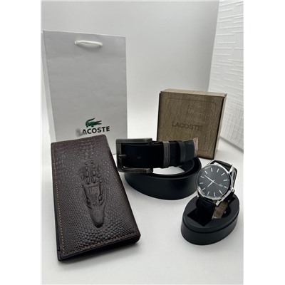 Подарочный набор для мужчины ремень, кошелёк, часы и коробка 2020529