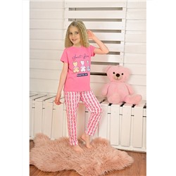 Пижамный комплект Vitmo для девочек с круглым вырезом и короткими рукавами с принтом Vitmo
