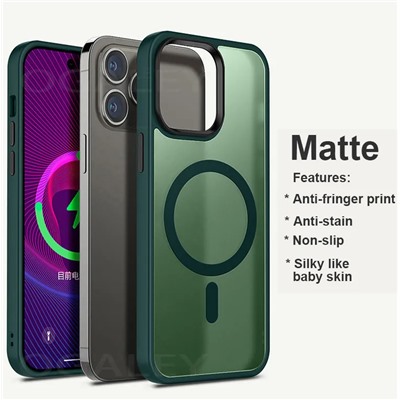 Чехлы для iPhone 13 Pro Max матовый с Magsafe (зеленый)