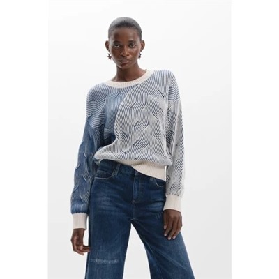 Two-tone knit sweater