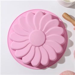 Форма силиконовая для выпечки Доляна «Ромашка», 23×4,5 см, цвет розовый