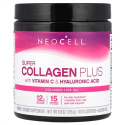 NeoCell, Super Collagen Plus, коллаген с витамином C и гиалуроновой кислотой, 195 г (6,9 унции)