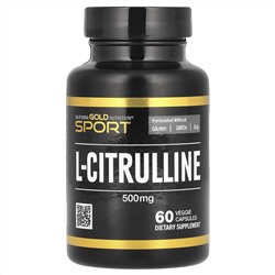 California Gold Nutrition, Sport, L-цитруллин, Kyowa Hakko, 500 мг, 60 растительных капсул