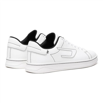 Sneakers Athene - cuero - costuras en contraste - blanco y negro