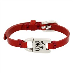 Pulsera Genderless - baño en plata y cuero - rojo