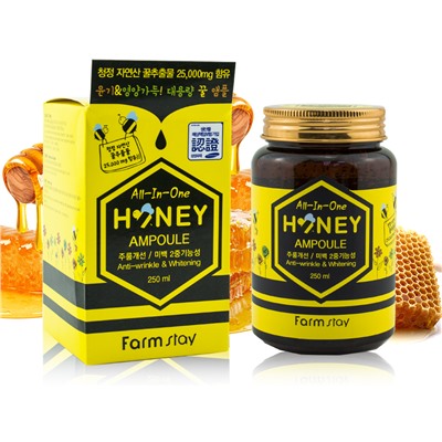 (Корея) Многофункциональная сыворотка с медом FarmStay All-in-One Honey Ampoule 250мл