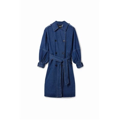 Oversize denim trench coat