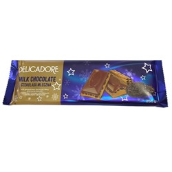 Шоколад молочный Delicadore milk chocolate с пряничным вкусом и какао-печенье 255 гр