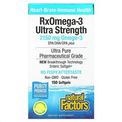 Natural Factors, Ultra Strength RxOmega-3, 900 мг ЭПК/ДГК, 150 мягких таблеток Enteripure