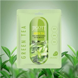 (Китай) Тканевая маска для лица с экcтрактом зеленого чая Jigott Green Tea Real Ampoule Mask (упаковка 10шт)