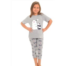 Хлопковые колготки с короткими рукавами и узором LITTLE FROG KIDS, пижамный комплект для девочек