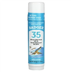 Badger Company, стик для лица, натуральное минеральное солнцезащитное средство, SPF 35, без запаха, 18,4 г (0,65 унции)