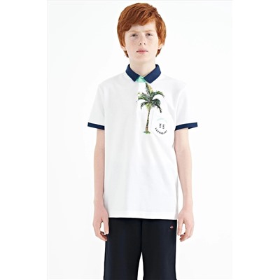TOMMYLIFE Белая футболка с карманами и карманами стандартного кроя для мальчиков — 11144
