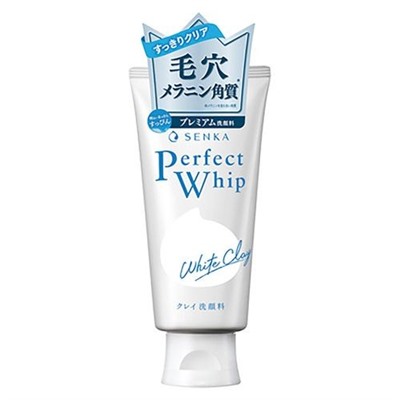 SHISEIDO Пенка для умывания SENKA PERFECT WHITE CLAY Отбеливающая с белой глиной, гидролизированным шелком и гиалуроновой кислотой 120 гр., туба