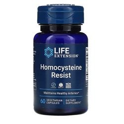 Life Extension, Homocysteine Resist, добавка для поддержания здорового уровня гомоцистеина, 60 вегетарианских капсул