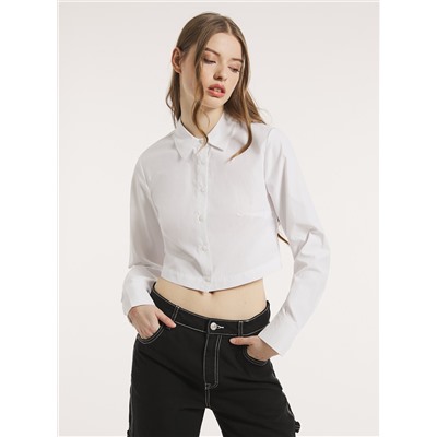Camicia cropped in popeline