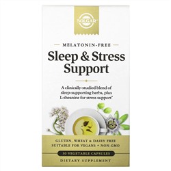 Солгар, Поддержка сна и стресса, 30 растительных капсул