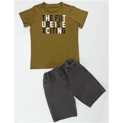 MSHB&G Комплект футболки и шорт для мальчика с текстовым принтом