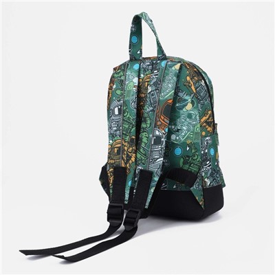 Рюкзак детский на молнии, наружный карман, светоотражающая полоса, цвет зелёный