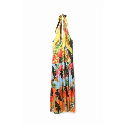 Tropical halter neck maxi dress